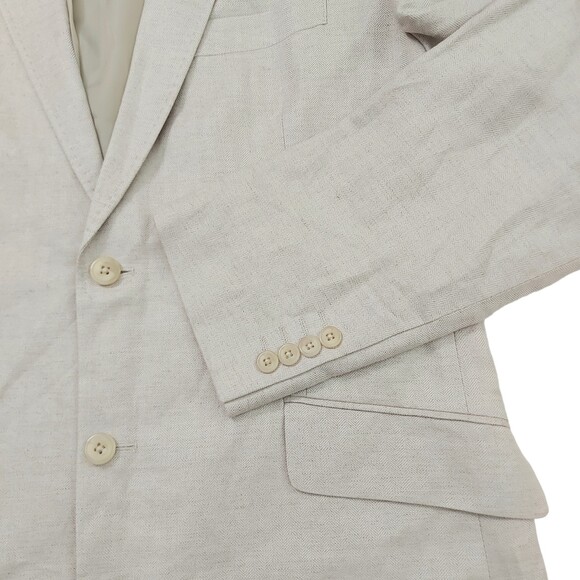 Cubavera Habana Night Sports Blazer Mens 44 Beige Two Button Linen Rayon Casual - Picture 5 of 13